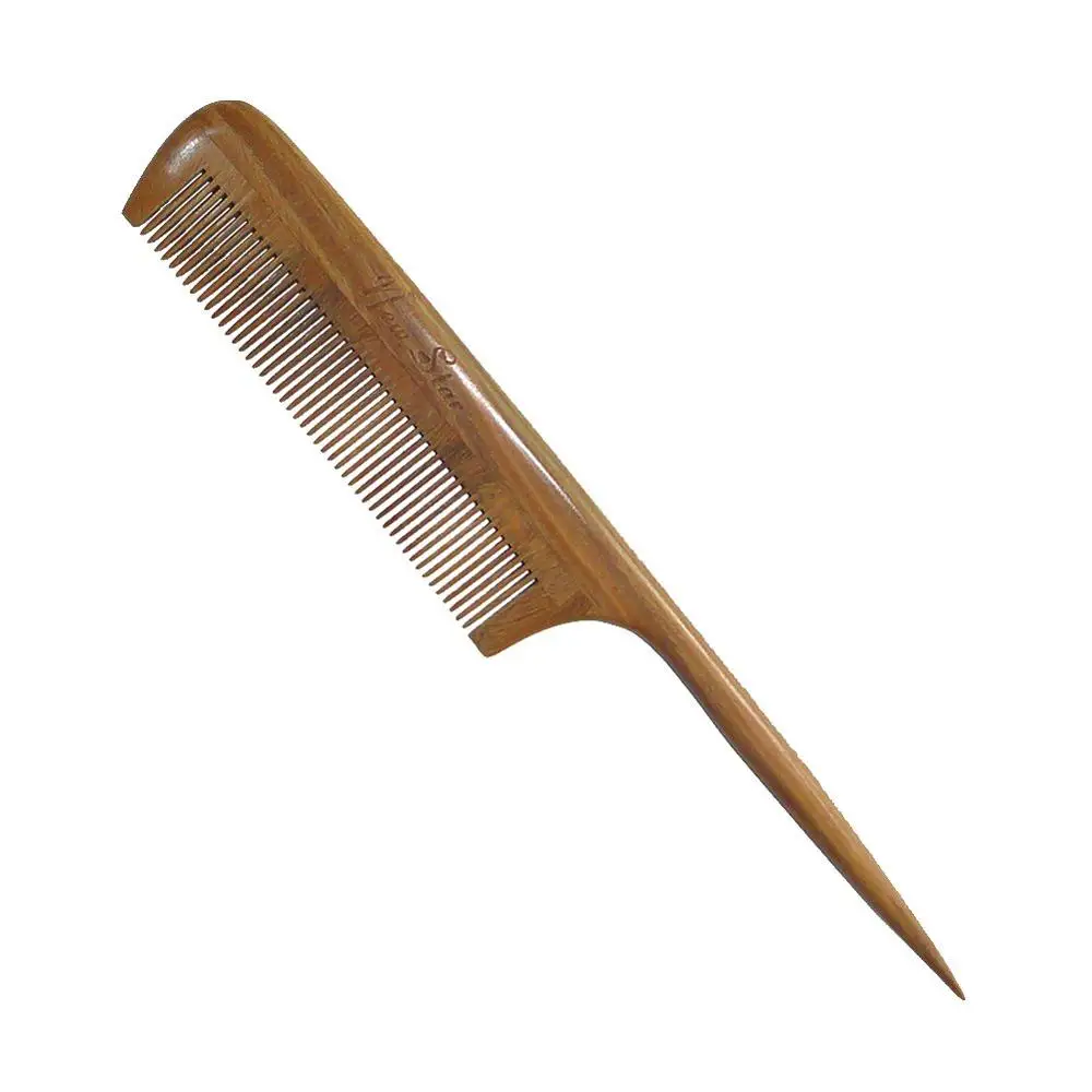 

Rat Tail Comb,New Star Anti-Static Green Sandalwood Comb Fine-tooth Comb with Thin and Long Handle