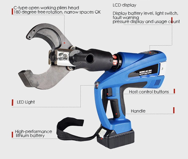 EZ-105C Numérique Rechargeable 18V Batterie Sans Fil Coupe-Câble  Hydraulique Électrique Câble Cisaillement Coupe-Fil 105mm