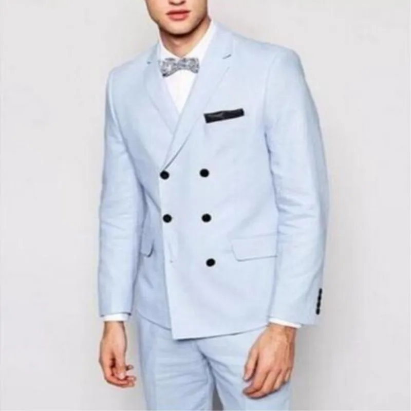 

Mens Suits Tuxedo white double-breasted groomsman custom clothing men's clothing slim summer suit wedding coat pants 373