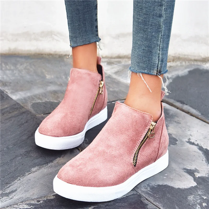 

Fashion women's boots women's shoes casual zipper flat shoes suede