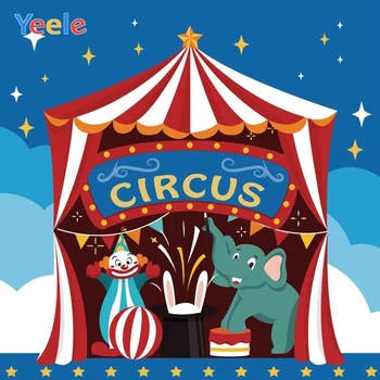 

Circus Party Backdrop Tent Animal Elephant Show Newborn Baby Birthday Party Photography Background For Photo Studio Photophone