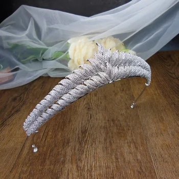 

Bridal Leaf Crown 3A Zircon Headband Wedding Tiara Hair Jewelry Coronas Tiaras Mujer Bijoux Cheveux Coroa Noiva WIGO1459