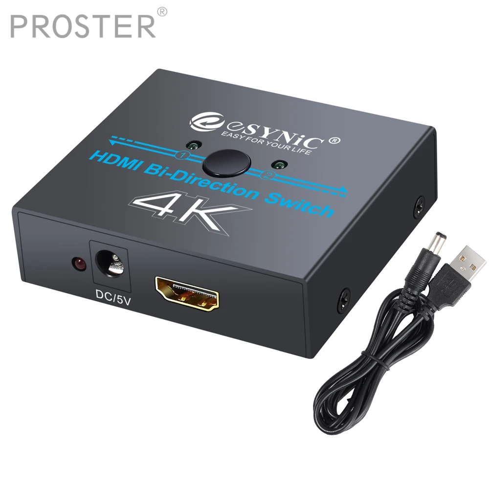 Proster 3D HDMI разделитель двунаправленный переключатель поддерживает 4K Ultra HD коммутатор DAC 2 входа в 1 выход dac