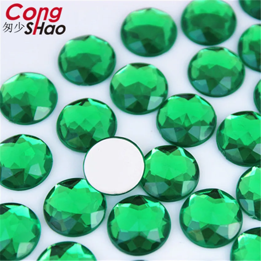 Deep Green Cong Shao 200 шт 12 мм круглые акриловые стразы аппликация с камнями и кристаллами плоская задняя сторона бусины аксессуары для одежды CS91 - Цвет: Deep Green