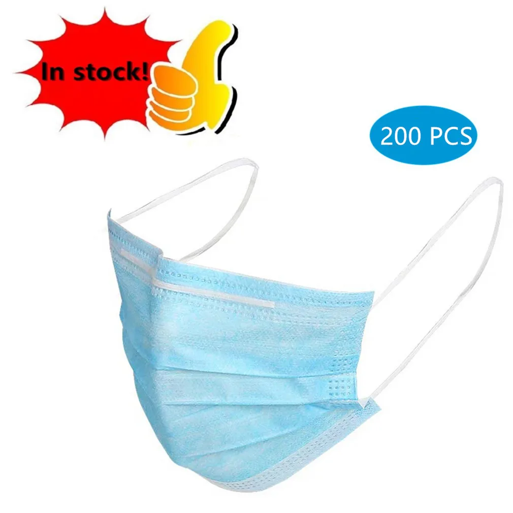 

10 to 200 PCS In Stock Disposable Masks Mouth Mask 3-Ply Anti-Dust Nonwoven Elastic Earloop Salon Mouth Face Masks