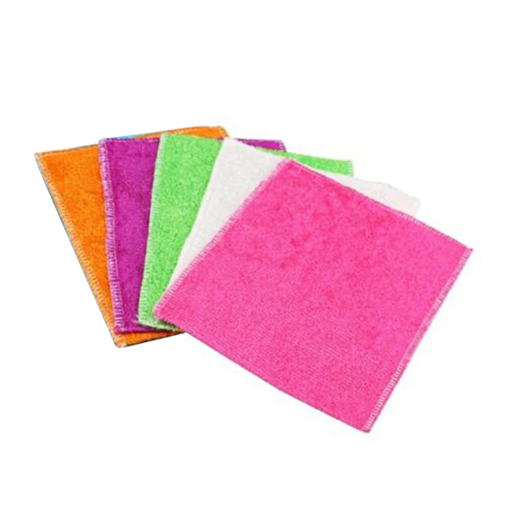 Красный 5 шт набор кухонных полотенец для мытья посуды тряпка для чистки разных цветов SEP99 - Цвет: Красный