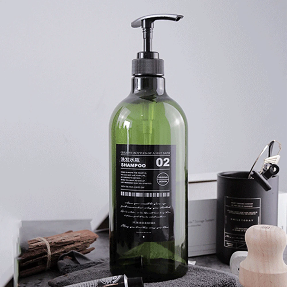 

500ml Bath Body Wash Bottles Simple Shampoo Bottles Chic Green Plastic Storage Sub-bottle Kitchen Detergent Bottles