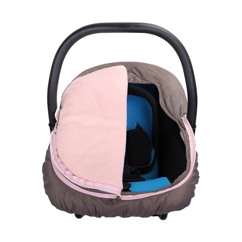 Baby Car Seat Cover Winter Warm Windproof Stroller Basket Cover with Zipper Newborn Baby Basket Canopy 0-12months