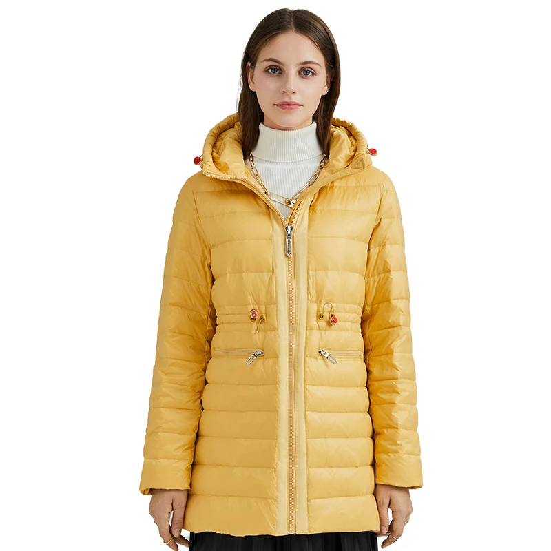 HANYUN Lightweight Water Resistant Down Jacket Women's Hooded Winter Quilted Long Coat