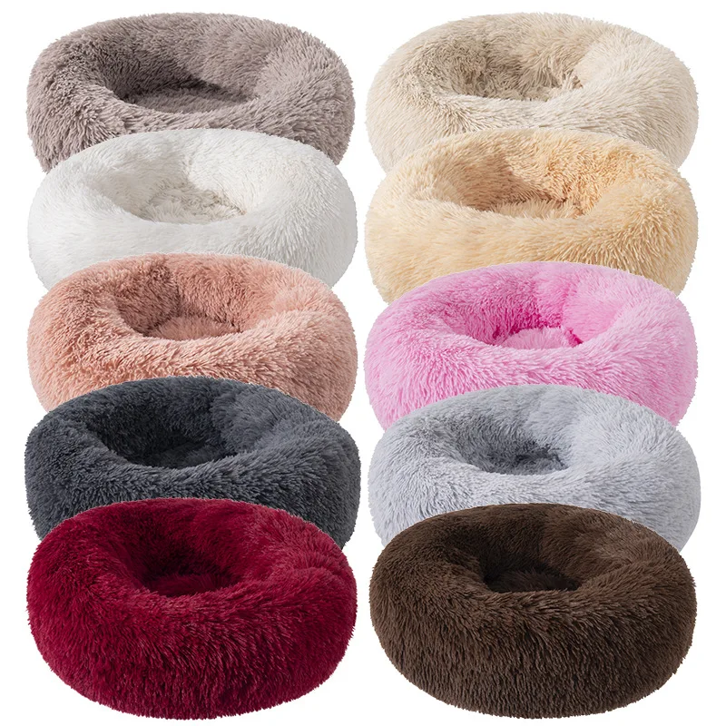 

Round Super Soft Pet Bed Kennel Pad Dog Cat Nest Warm Sleeping Bag Long Plush Dog Basket Puppy Cushion Mat Pets Supplies