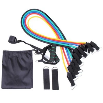 

11 Pcs/Set Fitness Equipments Workout Resistance Bands Set Exercise Bands Elastic For Fitness Training Yoga Physical