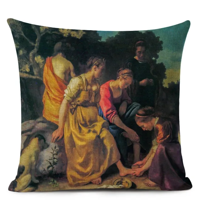 7 Vermeer, картина маслом, художественное украшение, наволочка для подушки, для девочек, с жемчугом, серьги, с принтом, наволочка, льняная наволочка для подушки, для домашнего декора - Цвет: 7