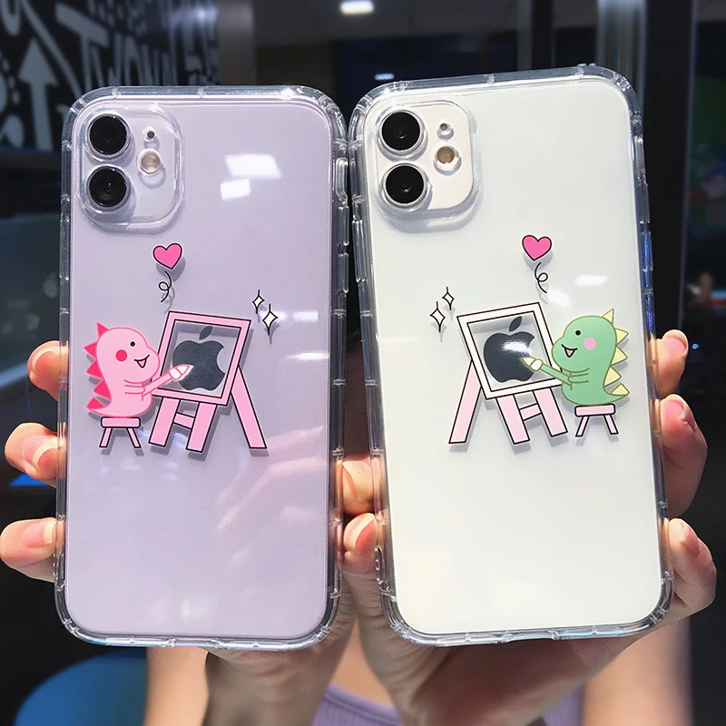 Чехол для телефона с мультипликационным динозавром iPhone 12 Mini 11 Pro Max 7 8 Plus XS XR X милый