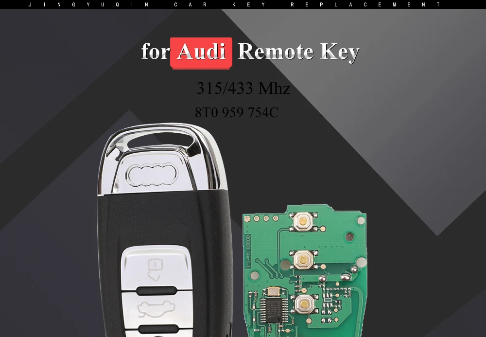 Jingyuqin 5 шт. 315/434/868 МГц 8T0 959 754C для Audi A4l A3 A4 A5 A6 A8 Quattro Q5 Q7 A6 A8 3 кнопки дистанционный ключ-брелок от машины Управление