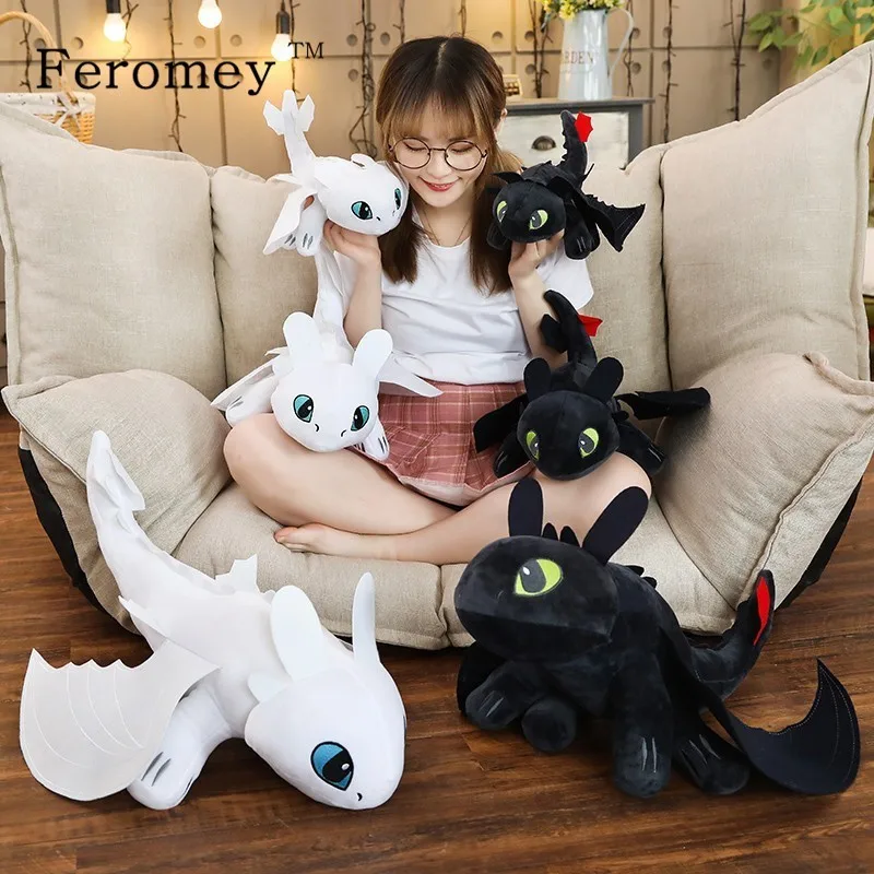 

20/25/35/45/60cm How To Train Your Dragon 3 Toothless Anime Figure Night Fury Light Fury Toy Dragon Plush Doll Toys For Children