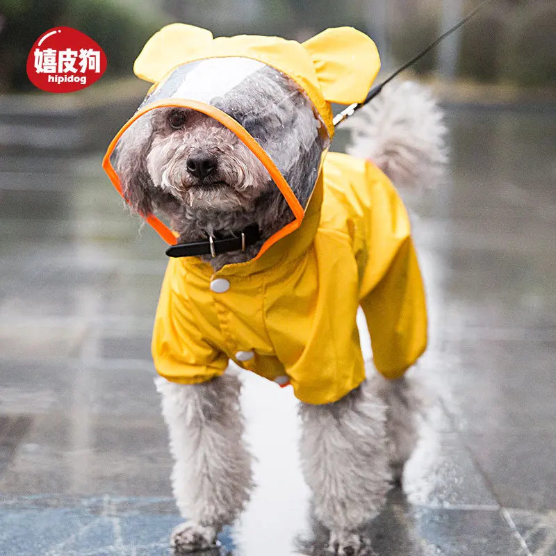 Waterproof Dog Raincoat With Hood Animal Cospla Pet Dog Puppy Rain Coat Cloak Costumes Clothes for Teddy Corgi Schnauzer Bulldog