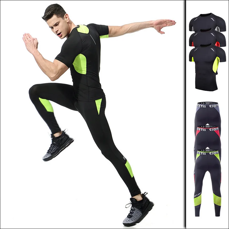 

New Style Sports Set Men Pro Quick-drying T-shirt Gym Training Jogging Suits Set Sports Clothing Two-Piece Set