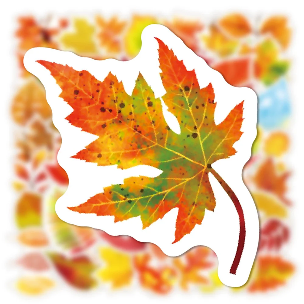 10/30/50PCS Autumn Leaves Maple Leaf Fall Graffiti Sticker Laptop Water Cup Waterproof Luggage Sticker Wholesale