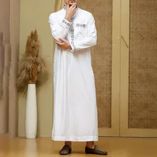 Djellaba – chemise longue pour homme musulman, mode musulmane, imprimé Floral, poche, caftan, Islam, Patchwork, chemises ethniques arabes, 2021