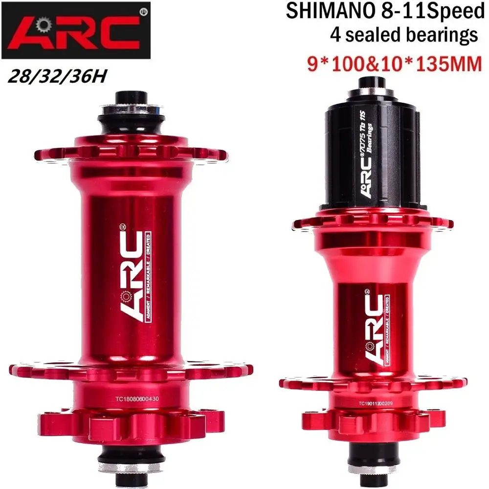 ARC MTB Bicycle Hubs 4 Sealed Bearing 28/32/36H Mountain Bike Hub Quick Release QR 100*9MM/135*10MM Bike Disc Brake Hub 8-11s