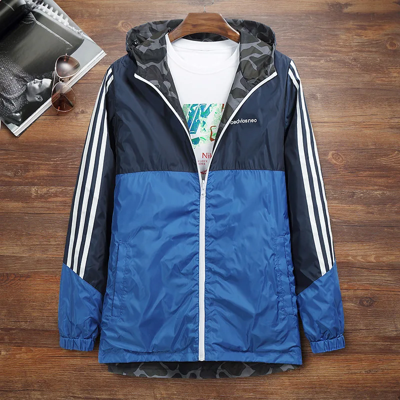 

Double-sided Wear Men Jacket Shirt Coat Plus Fat plus Size Loose Fat Lian Cap Popular Youth Money Jacket Spuerpang
