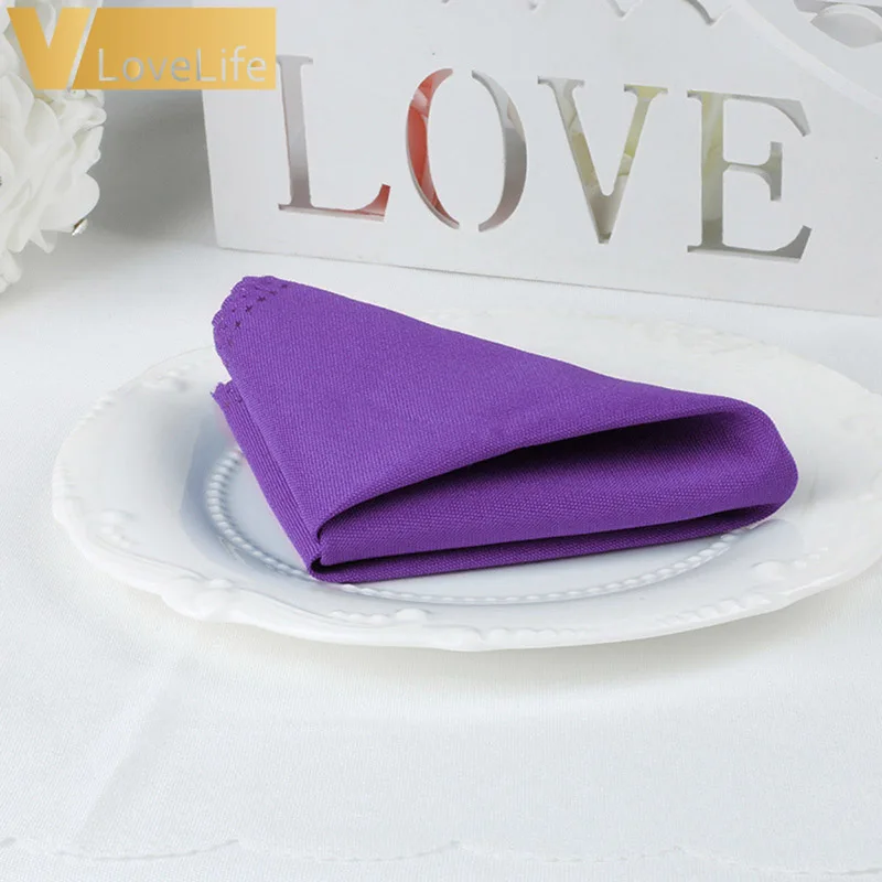 10 шт. 30x30 см полиэстер салфетки для стола много цветов Ресторан Ужин Декор свадебного банкета принадлежности и вечерние украшения - Цвет: Purple