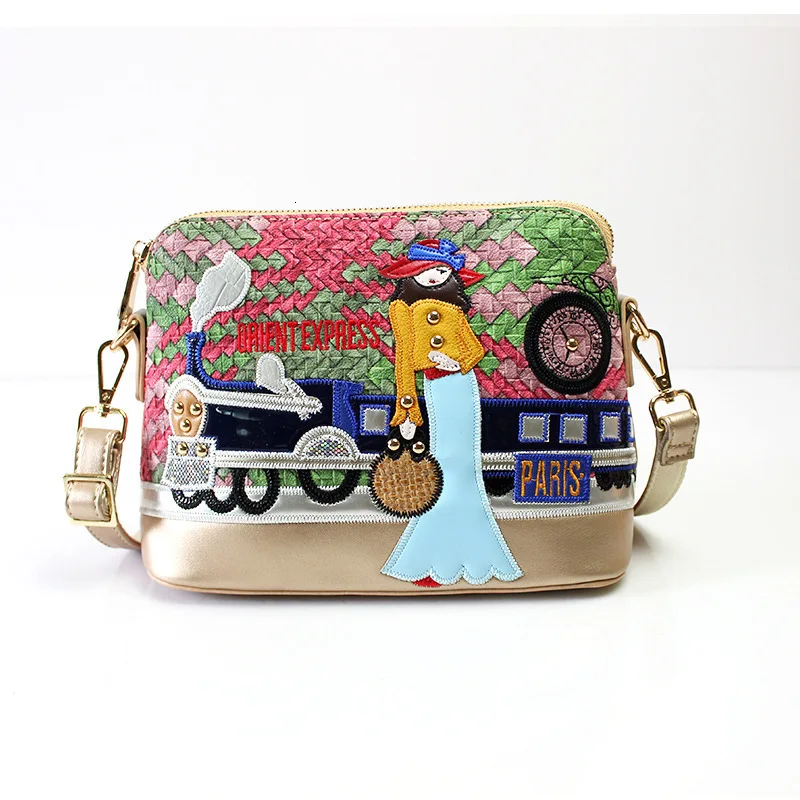 green Autumn Shoulder Small Bag Crossbody Bags For Women Cable Satchel Exquisite Embroidery Originality Shell Bolsas Feminina - Цвет: green