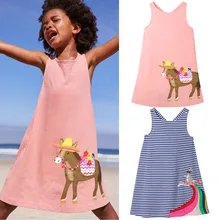 Новинка; платье для маленьких девочек; однотонное платье с принтом; одежда в полоску для маленьких девочек; Радужное платье принцессы с изображением мультяшных животных; vestido