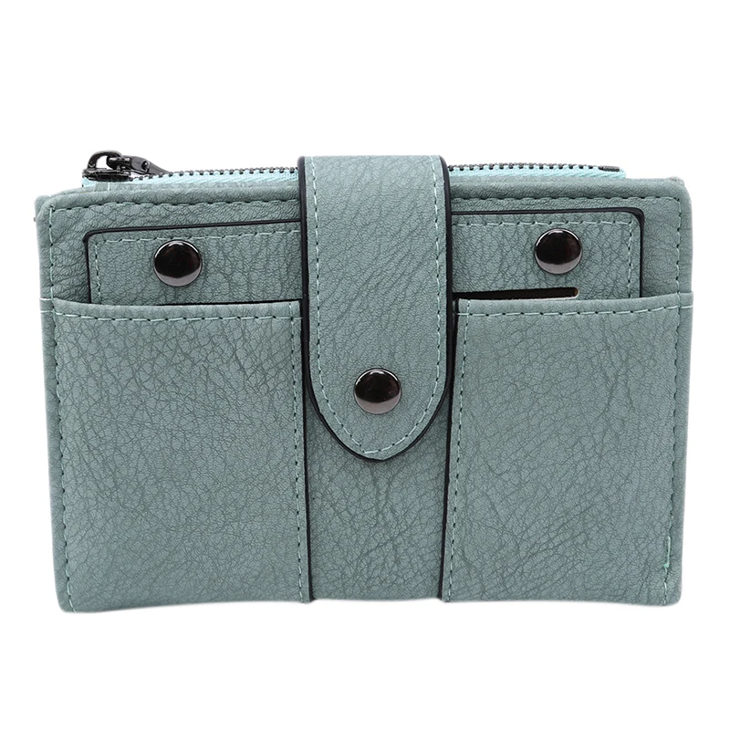 light green Women Wallet Simple Retro Lady Solid Short Wallets For Girls Small Ladies Bolsa Feminina Billetera Mujer - Color: light green