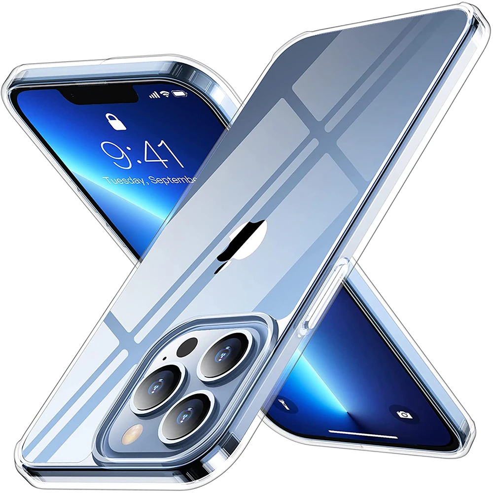 Shockproof Clear Phone Case For iPhone 13 / Por / Max Soft TPU Phone Back Cover for iPhone 13 Mini