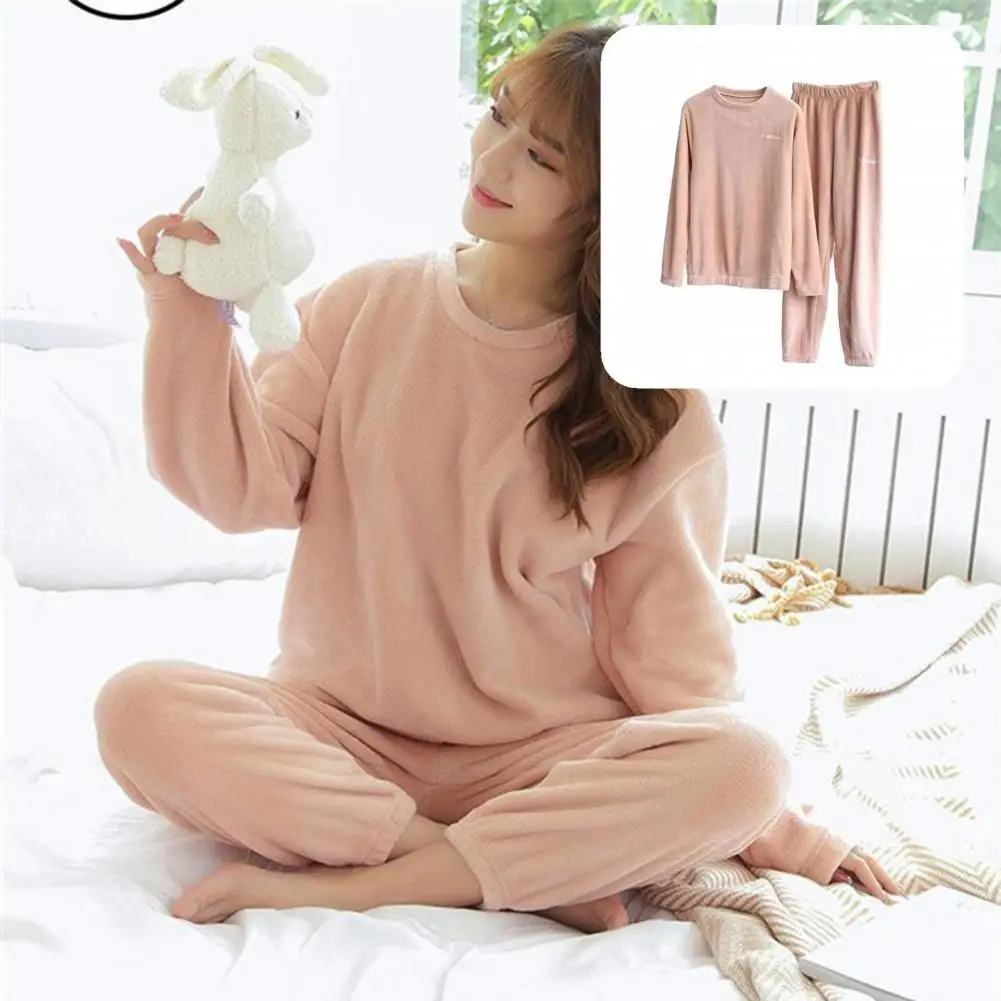 Leisure 2Pcs/Set Fabulous Comfy Pajamas Set Quick Dry Winter Pajamas