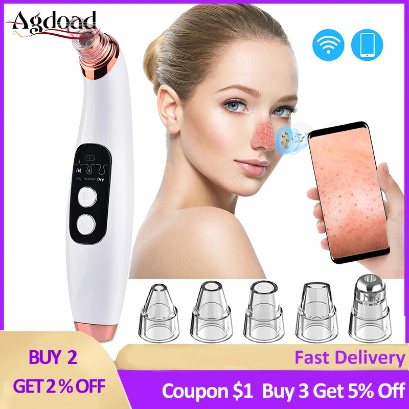 

Electric Vacuum Suction Blackhead Remover Facial Pore Cleaner with WiFi Wireless Camera Monitor Acne Pimple Black Head Extractor