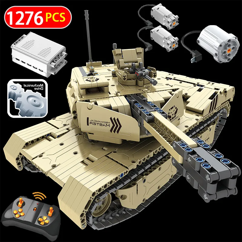 Военная серия, 2,4G RC M1A2, модель танка, строительные блоки, совместимая техника, пульт дистанционного управления, танки, Наборы кубиков, игрушки для мальчиков, 1276 шт