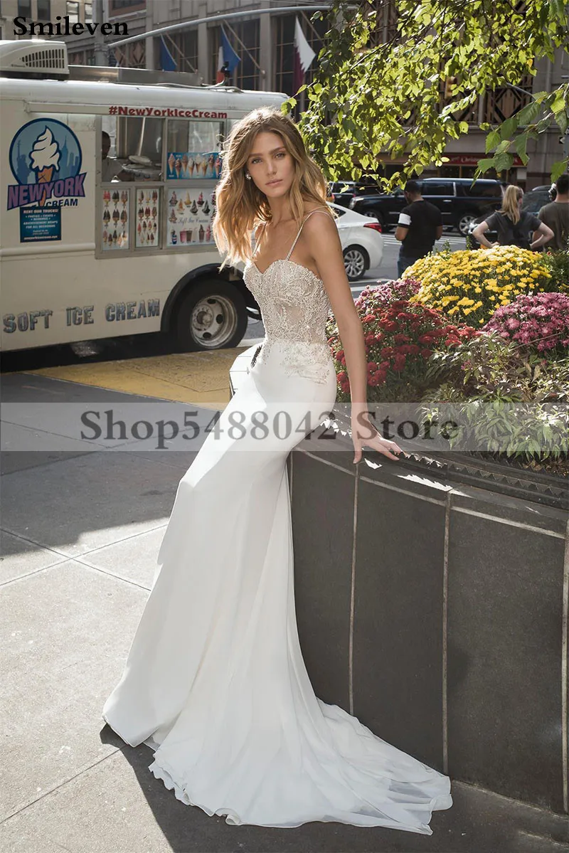 Свадебное платье со смайликом и русалочкой 2019 винтажное кружевное на бретельках