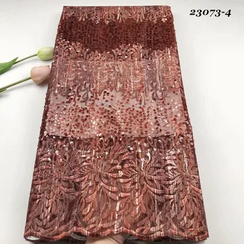 

Bridal Nigeria sequence french net lace high quality Swiss Guipure organza embroidered mesh tulle sequins lace fabric 5yards/lot