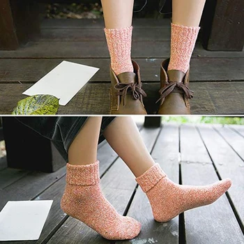 

5 Pairs Women Socks Soft Knitting Daily Winter Artificial Wool Wear Resistant Mid Calf Sweat Absorption Mixed Color Keep Warm