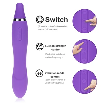 Clit Sucker 10 Suction Modes Double Vibrator Oral Licking Dildo Vibrator Sex Toys for Women Clitoris Stimulator Nipple Sucker 2