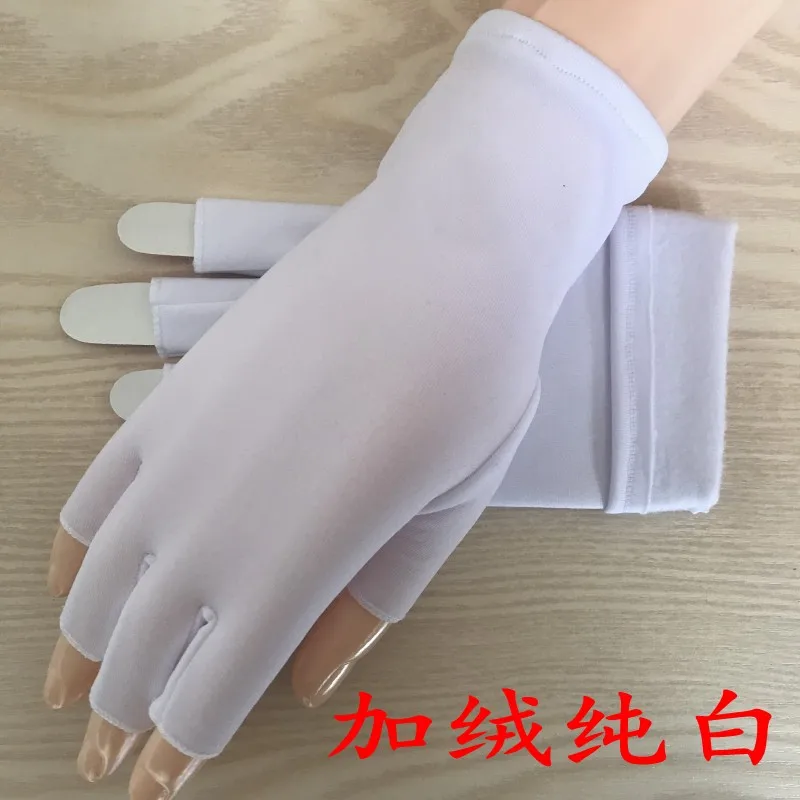 White half fingerles 2 пара/лот зимние Бархатные белые черные противообрастающие унисекс без пальцев для рисования и письма рыболовные короткие рукавицы - Цвет: White half fingerles