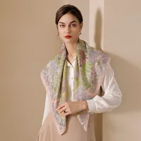 Summer Luxury Brand Silk Scarf Square Women Shawls And Wraps Fashion Office Small Hair Neck Hijabs Foulard Scarves 90*90cm 1