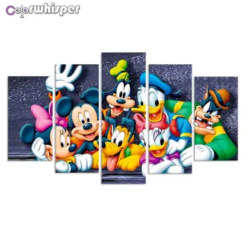 

5pcs Diamond Painting Full Square/ Round Cartoon Animal Duck Mouse Pentaptych Daimond Painting Mosaic Cross Stitch 628DP