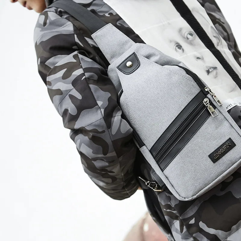 

Customizable New Style Shoulder Bag Men Bag for Charging Sports Men's USB Chest Pack Outdoor Chest Over-the-shoulder Bag