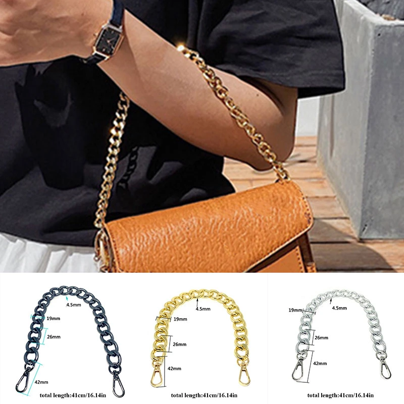 Cadena de Metal para bolso de mano, accesorio de Color sólido, asa que combina con todo, cadena larga para de hombro, cadena exagerada|Piezas y accesorios para bolsos| AliExpress