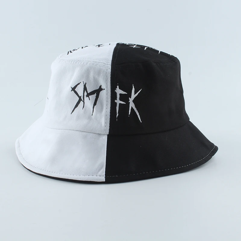 Unisex Harajuku Bucket Hat Fisher Outdoor Black White Patchwork Hip Hop Cap Men's Summer Fisherman Hat Women New Bone Feminino