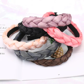 

Korean Popular Hair Hoop For Woman Cloth Art Chiffon Braid Candy Color Hair Hoop Decoration