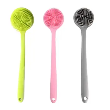 

2 In 1 Multifunctional Silicone Bath Brushes Long Handle Back Rub Massage Double-sided Bush Rich Foam Cleaner for Bathroom