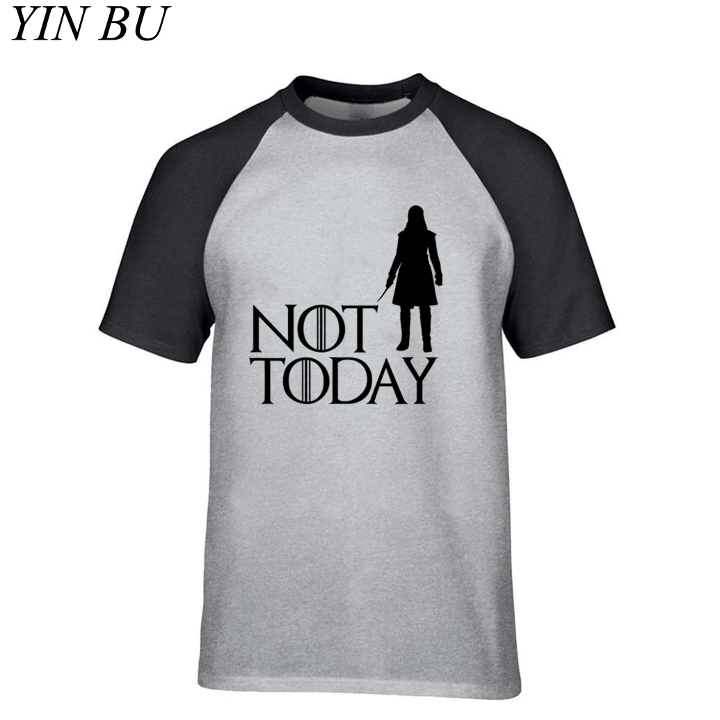 Мужские футболки с рукавом реглан на заказ, Игра престолов, Arya Stark Not Today, Мужская футболка сумасшедшего размера плюс S-2XL, футболка для мальчиков - Цвет: Небесно-голубой