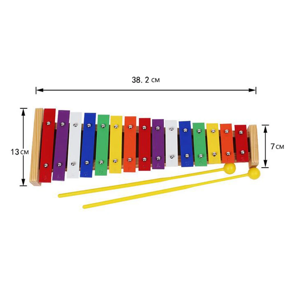 15-Tone Glockenspiel Xylophone Vibraphone W/ Mallet Stick Percussion Toys