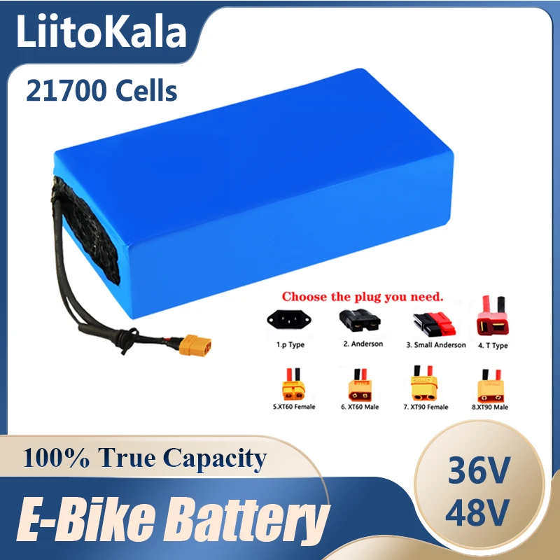 Аккумулятор для электровелосипеда LiitoKala литиевая батарея 21700 36 в 48 60 50 Ач 35 20 25 40 30