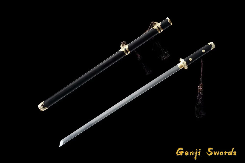 Full Handmade Black Wood Handmade Chinese Tang Dynasty Sword Sharp Balde High Manganese Steel