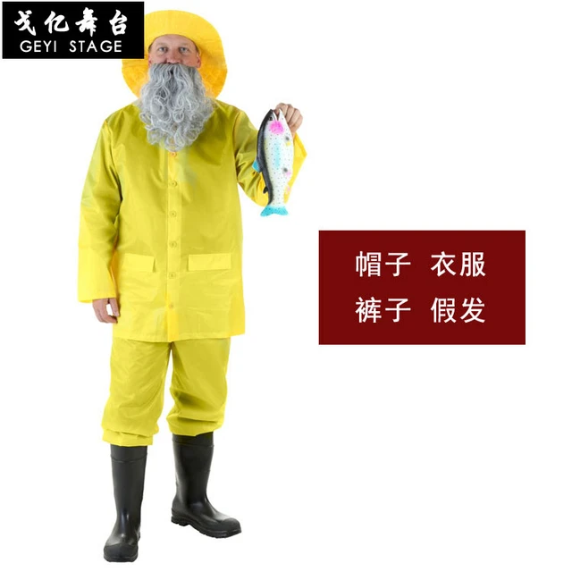 Disfraz de pescador para adultos y niños, paren amarillo brillante,  impermeable, para Halloween